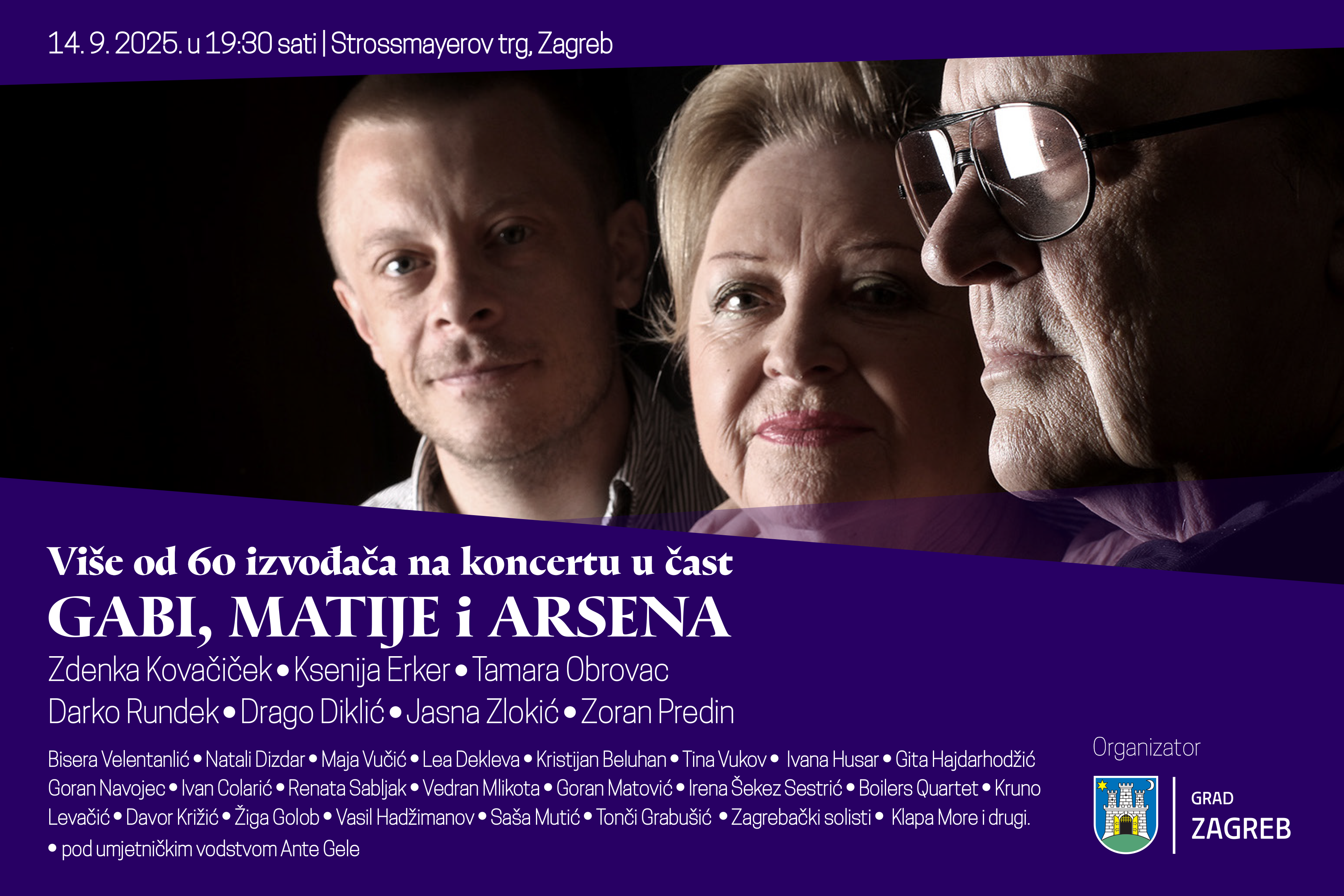 Više od 60 izvođača na koncertu u nedjelju u čast Gabi, Matije i Arsena